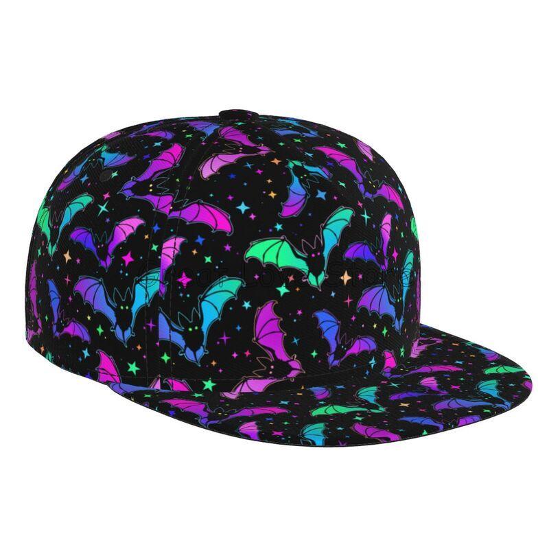 

Goth Halloween Bats Print Baseball Cap Men Women Adjustable 3D Printed Snapback Caps Flat Bill Hip Hop Hat Adjustable
