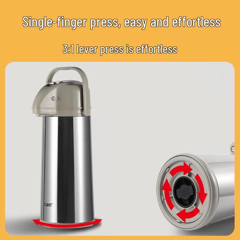 GiNT 2.5L Air Pressure Lever Stainless Steel Insulated Pot