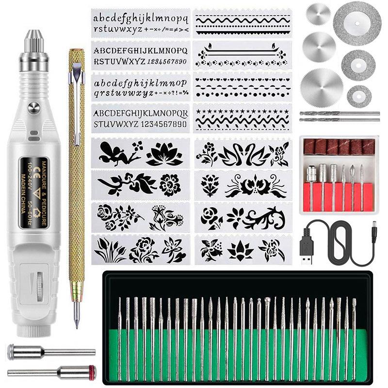Mini Electric Nail Drill USB Rechargeable Portable Cuticle Pusher Polisher Pen Manicure File Kit
