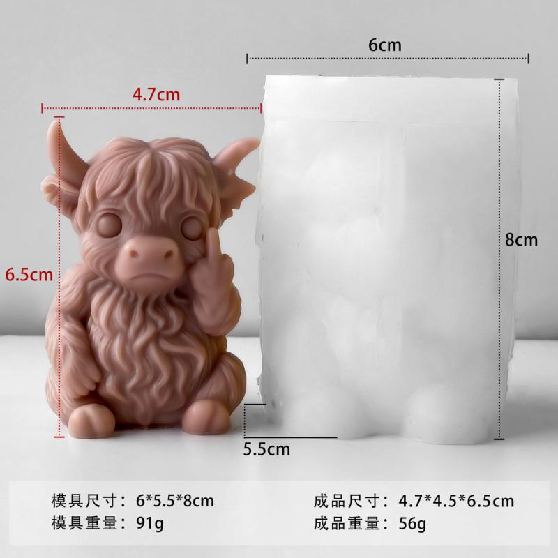 

DIY Cartoon Yak Turtle Aroma Candle Mold 3D Cute Animal Puppy Frog Plaster Decoration Silicone Molds Candle Making Supplies