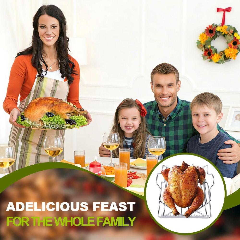 Adjustable Roasting Rack Non-Stick Turkey Chicken Rack Premium Foldable Oven Rack  Dishwasher