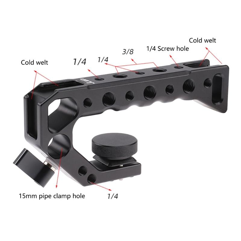 Universal Camera Top Handle Grip with 3/8in/1/4in Screw Hole Cold Shoe Handgrip Compatible for DSLR and Sports Cameras