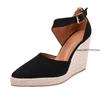 Fashion 10CM Spring Pointed Wedges Heel Single Shoes Platform High Heel Hollow Women's Shoes Straw Hemp Rope Sole Women's Sandals