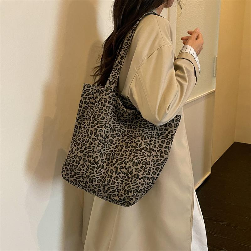 Borsa Tote Stampa Leopardo Grande Capacità Borsa a Spalla Casual Borsa a Mano Quotidiana per Donne