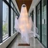 Halloween Ghost Decoration, Large Hanging Swing Ghost with LED String Lights, Battery Powered Ghost Figure for Outdoor Indoor Halloween Party Yard