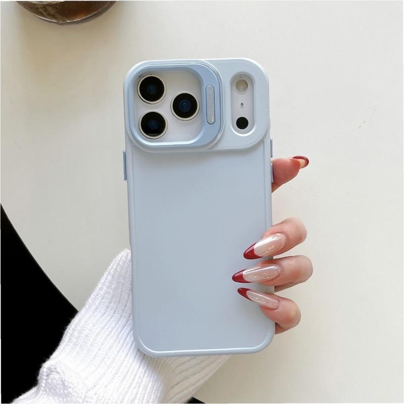 Fashion Fluorescent Candy Color Hide Lens Stand Phone Case For iPhone 17 Air 16 E 15 14 13 Pro Max Plus Bracket Anti-fall Cover