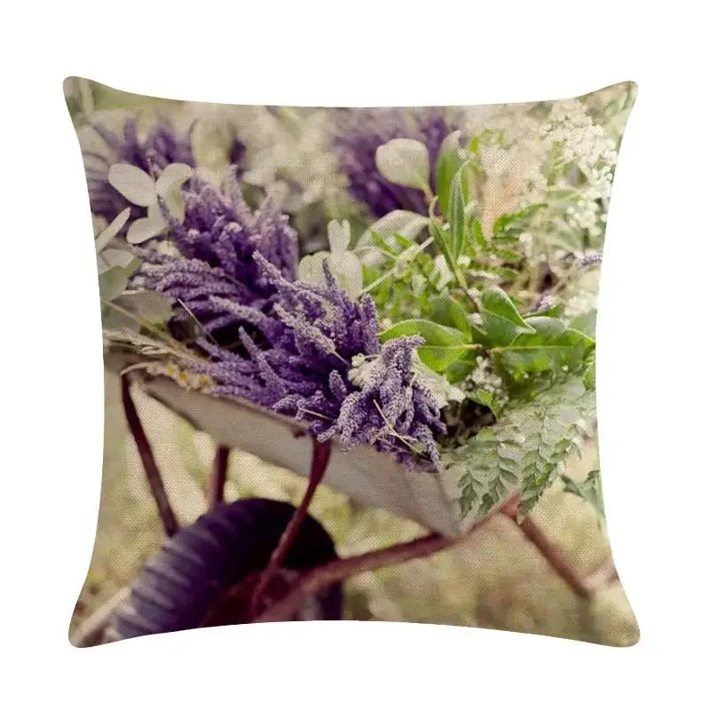 45X45Cm Decorative Throw Pillows Case Purple Lavender Flower Pillowcase Decorations Home Navidad Decor Flower Floral Decor