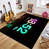 Neon Digital Clock Print Area Rug Soft Non-Slip Washable Stain-Resistant Floor Mat for Gaming Room Bedroom and Living Room Decor