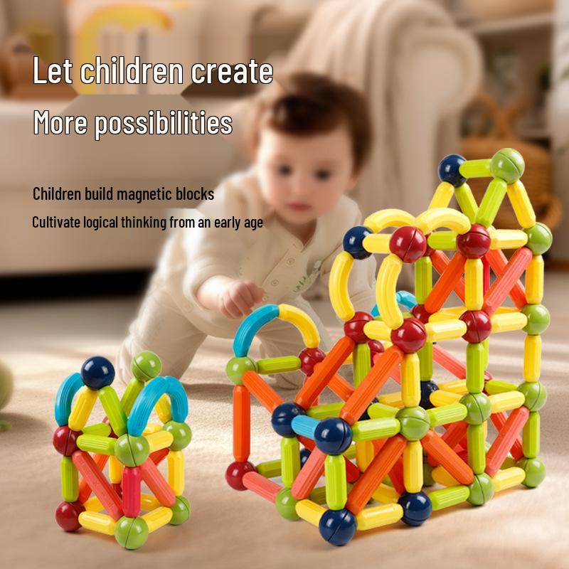 3D Magnetic Rod Building Blocks: Changeable, Strong Magnets for Kids' Educational Play