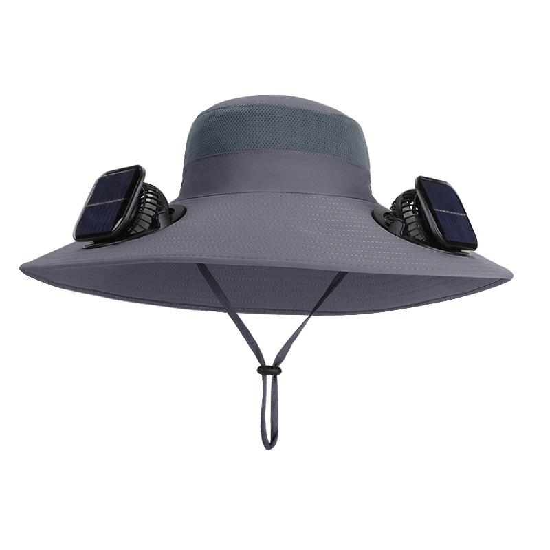 Solar Double Fan Hat Summer Outdoor Mountaineering Fishing Sun Protection Sun Hat Enlarged Brim Breathable Bucket Hat