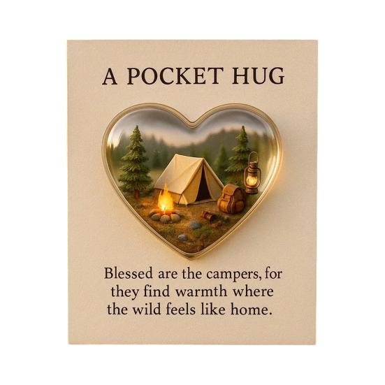 Camping Pocket Hug with Inspirational Cards Heart-Shaped Hiking Pocket Hug Keepsake Token Hikers Campers Nature Enthusiasts Gift