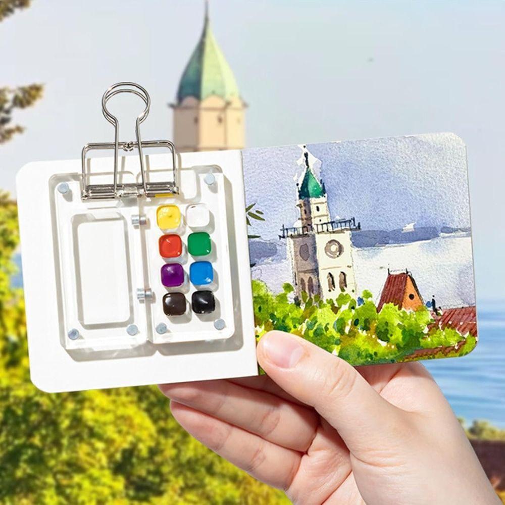 with Clip Travel Paint Palette Acrylic Painting Supplies Travel Watercolor Palette Gift for Women Men Durable Watercolor Palette