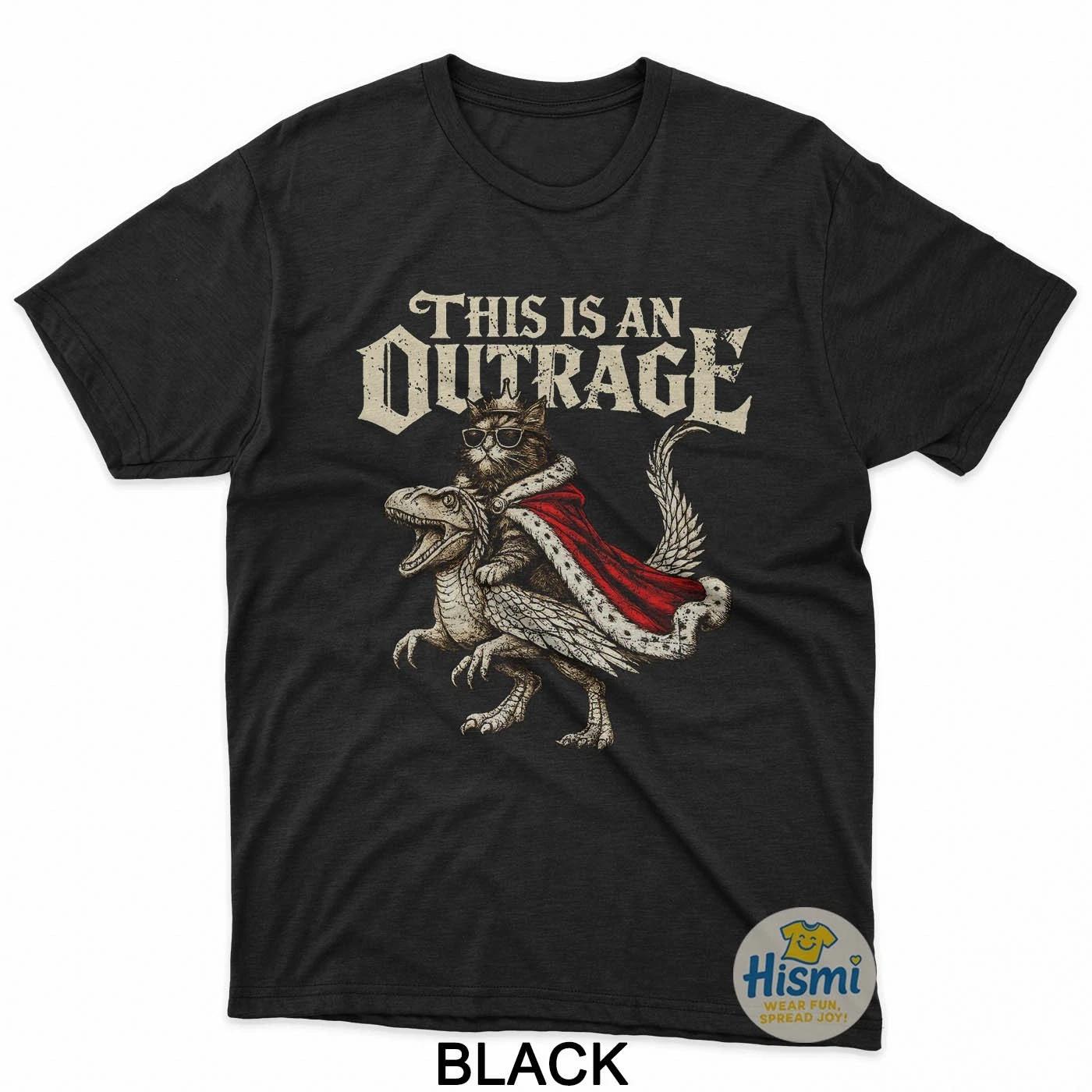 

This Is An Outrage Funny Princess Cat Donut Gold Womens Mens T-Shirt S
