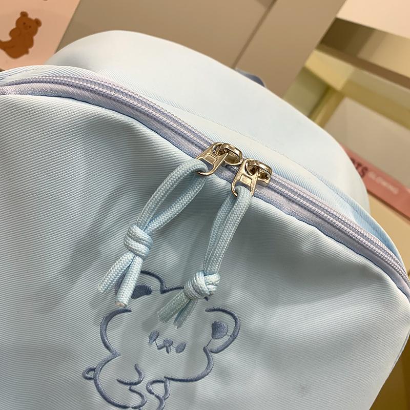 Tecknad Broderi Student Skolväska Dam Stor Kapacitet Ryggsäck