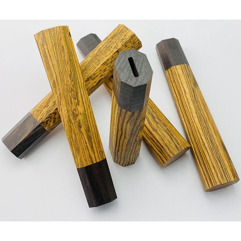 1piece Golden Sandalwood+ Ebony Octagonal Knife Handle for DIY Semi-finished Damascus Knife Handle Material Kitchen Knife Handle