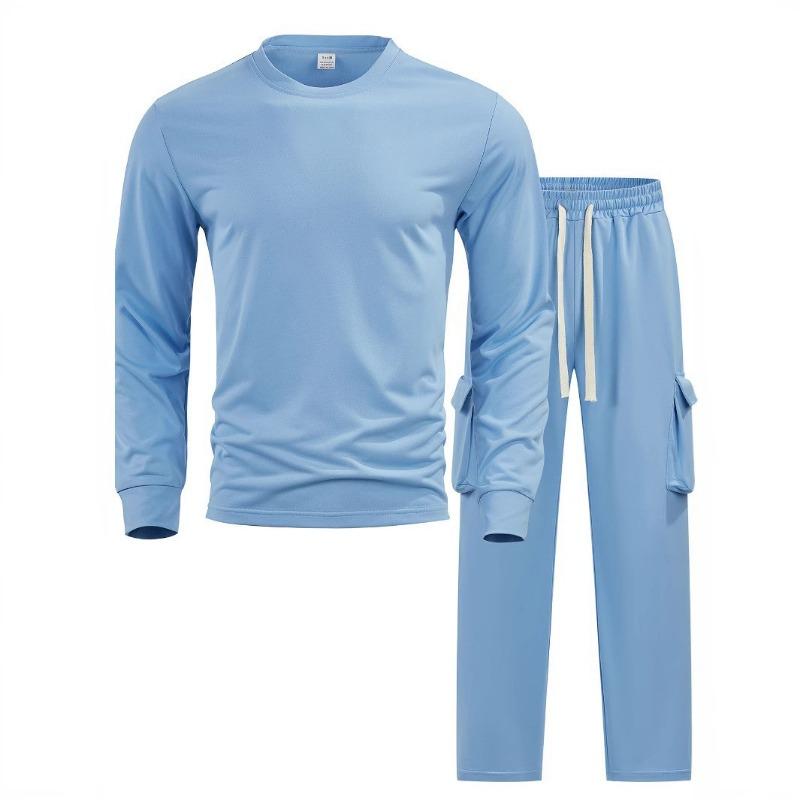 Men's Fashion New Round Neck Long-sleeved Cargo Trousers Sports Leisure Outdoor Suits Conjuntos Hombre