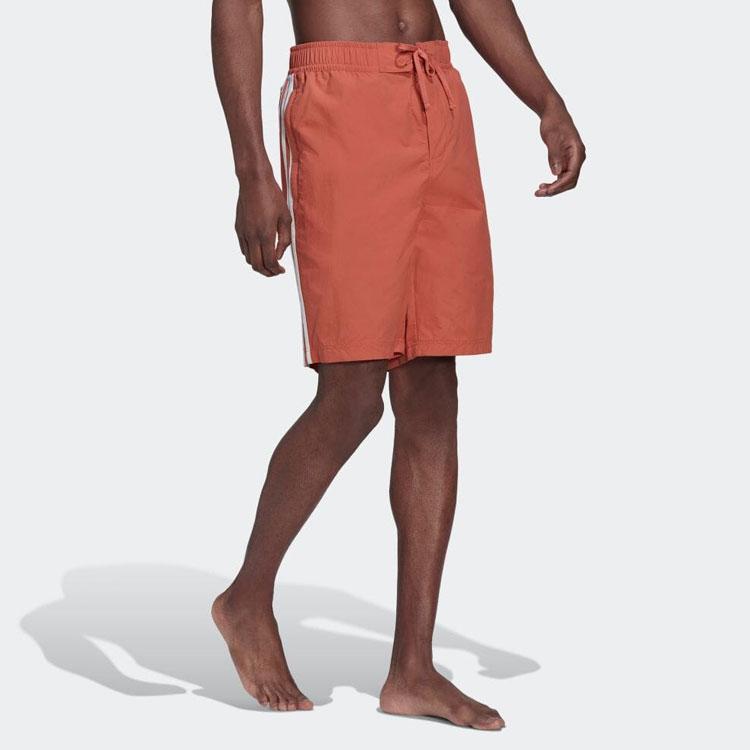 adidas Originals Adicolor Three Stripes Color Block Straight Leg Casual Shorts Men Shorts Orange HK7388