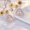 Popular Stud Earrings Sterling Silver High-end Triangle Full-inlaid Zircon Earrings Fashionable Women's Earrings