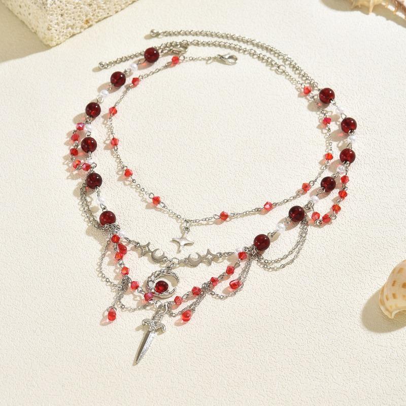 Gothic Necklace Retro Multi-layer Fringed Light Luxury Niche High Sense Irregular Moon Necklace Women