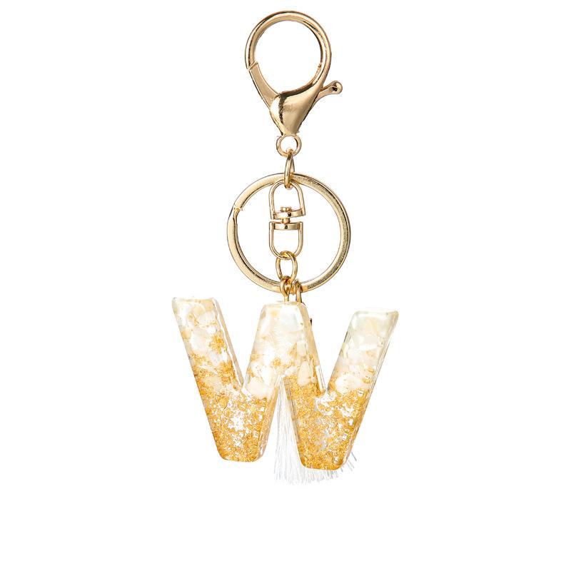 White Tassel Crystal Resin Stone Gold Foil Keychain Classic Retro Fashion Bag Accessory Practical Durable Backpack Hanging Charm