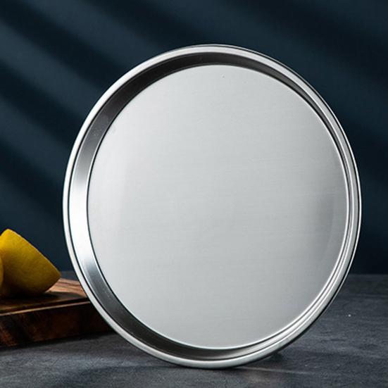 Useful Non-slip Food Storage Golden Color 304 Stainless Steel Snack Plate Dessert Dining Plate for Dining Room Dinner Plate