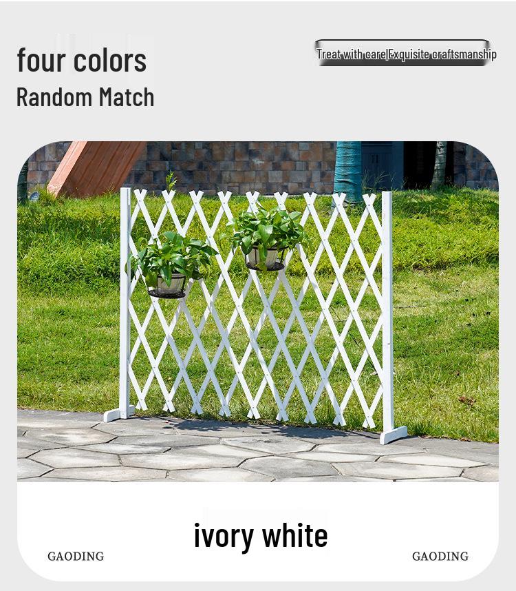 Zatahovací venkovní plot pro domácí mazlíčky a zahradu z masivního dřeva s antikorozním ochranným zábradlím a stojanem na květiny