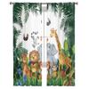 Tropical Jungle Zoo Cartoon Animal Sheer Curtain For Living Room Bedroom Kitchen Window Decor Giraffe Elephant Tulle Curtains