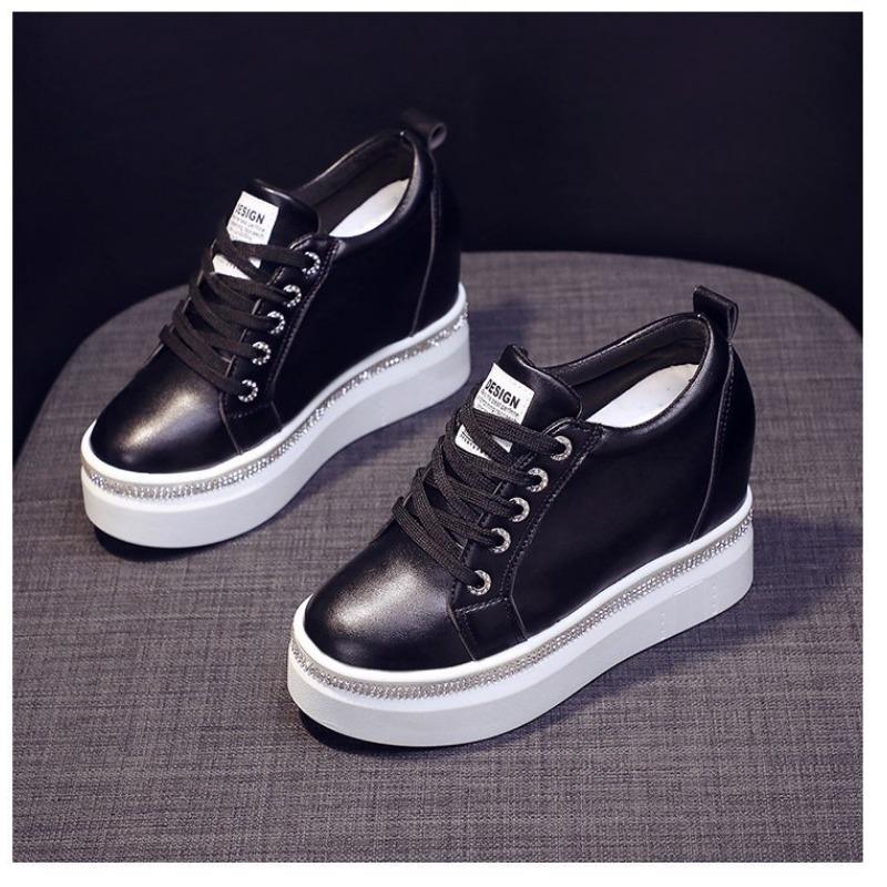 Women's Spring and Autumn New Inner Height-increasing Slope Heel Waterproof Platform Low-top Casual Sports Women's Shoes Single Shoes