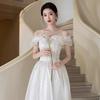 Toast Bride 1011 New Niche Banquet Shoulder Evening Dress French Engagement Photograph Travel Light Wedding Dress Morning Gown