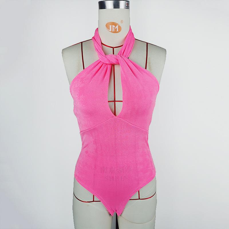 

Женская одежда Сексуальный тонкий топ-топ без рукавов с бретельками через шею, двухслойный L розовый