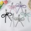 Elegant Bowknot Keychain Charm Silver Heart Pendant Woman Accessories Fashion Bag Charm Beaded Key Pendant for Key Bag