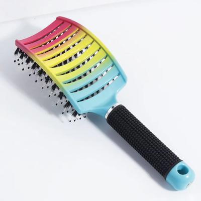 Entwirrbürste Borste&Nylon Damen Nass Massagekamm Lockiges Haar Friseursalon Stylingwerkzeuge Speziell für Echthaarperücken