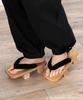 [KYOETSU] Geta (Japanese clogs) - Two-toothed, black thong, paulownia wood base, men's (26.0cm, natural wood)