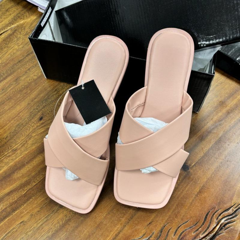 

Fashion Bright Color Women Beach Shoes Cross Strap Flat Sole 2025 Summer Designer Footwear Outdoor Slip-On Female Slippers Light Slides 36