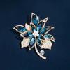 Blue Crystal Flower Brooch Brooch Pin Accessories High-End Exquisite Coat Accessories High-End Accessories Women