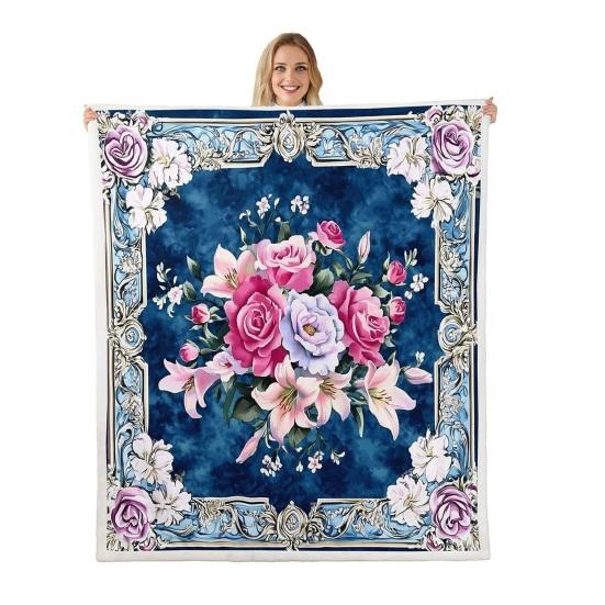 Retro Paisley Pattern Blanket Bohemian Soft Flannel Throw Blanket Decorative Washable Cozy Blanket 100cm