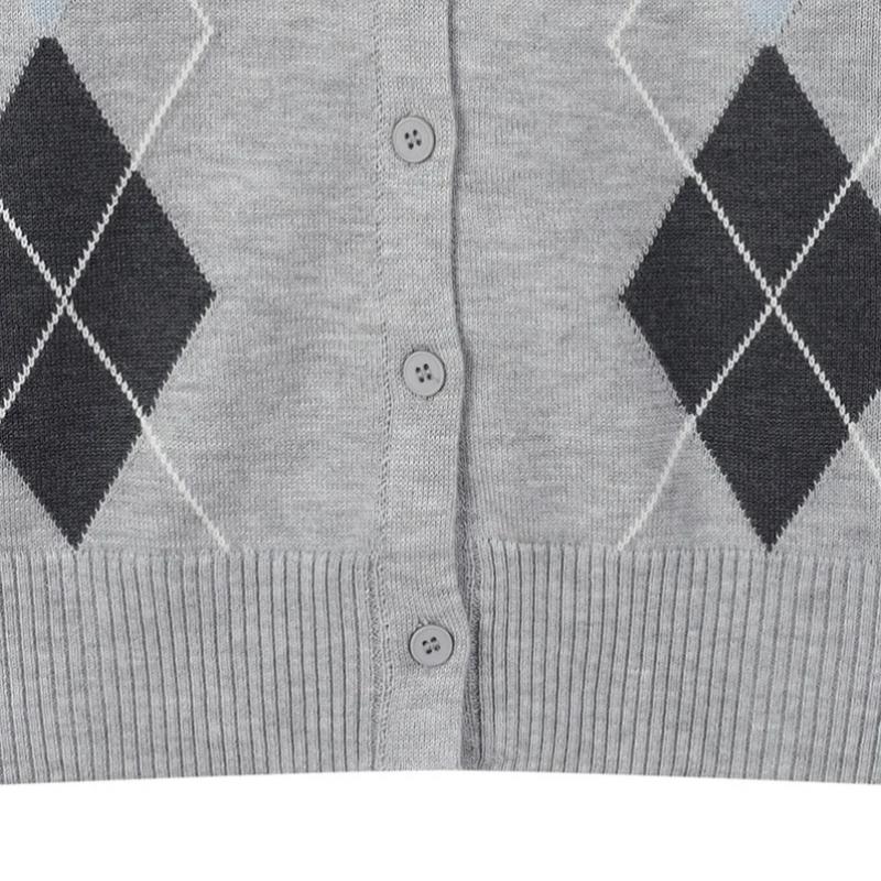 Lap Wool Argyle Knit Cardigan As1kg222
