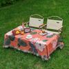 Thickened Cotton Linen Picnic Mat Multifunctional Sofa Cover Cartoon Tablecloth Non Slip Pad