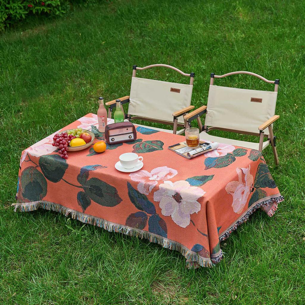 Thickened Cotton Linen Picnic Mat Multifunctional Sofa Cover Cartoon Tablecloth Non Slip Pad