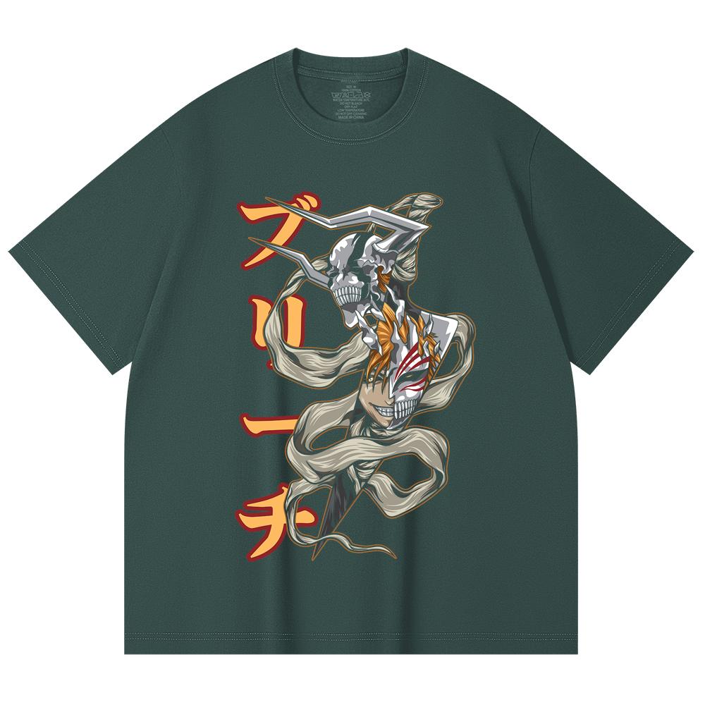 230 Gsm 100% Cotton Bleach V11 Zankpakuto Print Unisex Heavy Cotton T Shirt