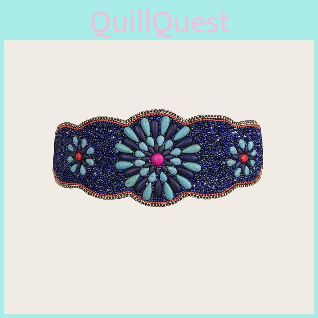 Wide Womens Ethnicinspired Waist Belt With Plastic Turquoise And Rhinestone Embellishments For Seasonal Fashion