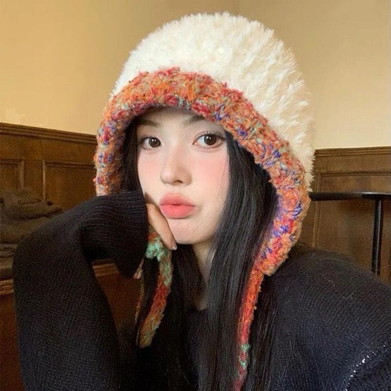 Winter Hats For Women Girls Warm Hooded Beanie For Female Kniting Skull Cap Ear Protection Cap