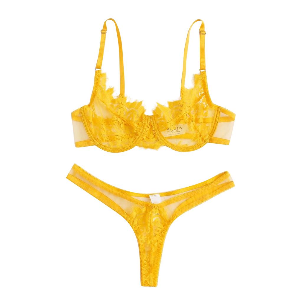 Erotic Underwear Sexy Lace Three Point Lingerie With Steel Ring