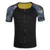 Men Plus Size Camo Sauna Short Sleeve Top, Zipper Tummy Control Sweat Shaper For Gym Workout