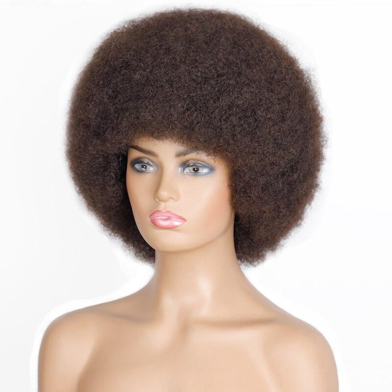 XINRAN Afro Women Fashion Short Kinky Curly Wig with Bangs Synthetic Fiber Brown Black Blonde Color Short Curly Wig Daily Wear