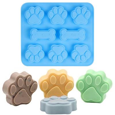 2 Paket Gıda Sınıfı Silikon Kalıplar Pençe Kemik Tasarımı 6 Izgaralar Yapışmaz Pişirme için Temizlemesi Kolay Buz Küpleri Şeker Köpek İkramları