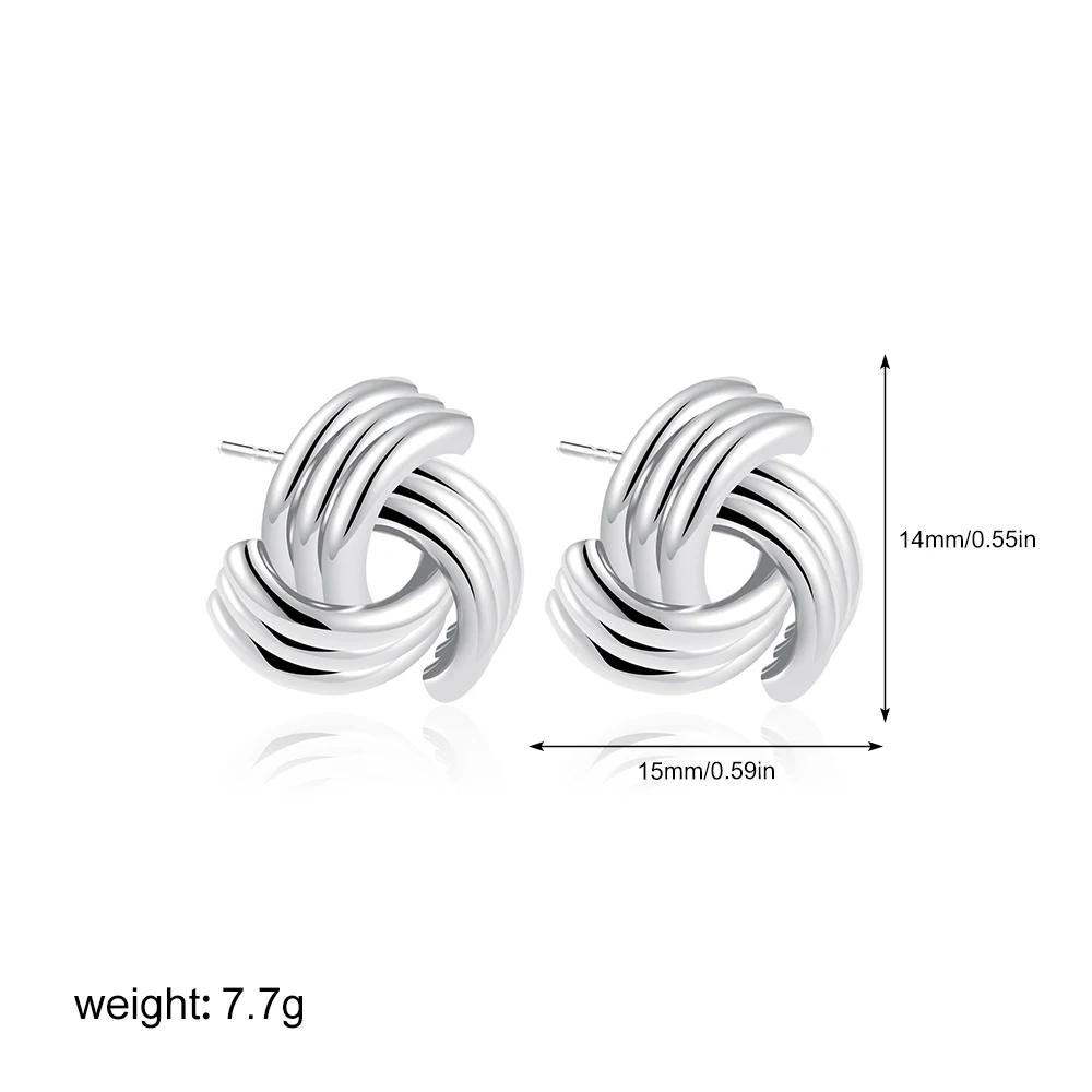 Vintage Three-layer Cross Knot Stud Earrings Women Minimalist Gold Plated Stainless Steel Geometric Earrings Statement Jewelry