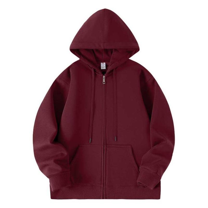 

Осенне-зимняя куртка на молнии с капюшоном, женский повседневный кардиган, свободный топ XS вино красного