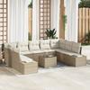 VidaXL 10-Piece Garden Sofa Set with Cushions Brown Poly Rattan 3347231