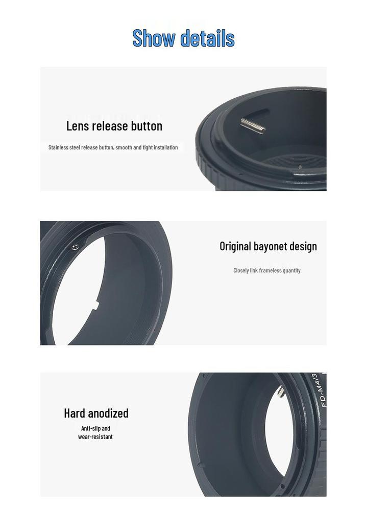 FD-M4/3 Lens Adapter for Canon FD Lenses To Olympus/Panasonic M4/3 Cameras